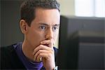 Man using computer at desk