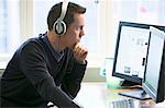 Man using computers at desk