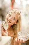 Smiling woman shopping in store