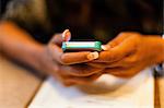 Close up of woman using cell phone