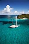 Sailboat in tropical water