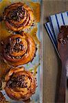 Sticky buns on cooking tray