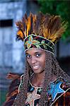 South America, Brazil, Maranhao, Sao Luis, a costumed dancer from the Bumba Meu Boi festival MR
