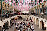 England, London, Covent Garden.  The covered market decorated with Union Jack flags, celebrating HM The Queens Diamond Jubilee.