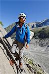 Europe, France, French Alps, Haute Savoie, Chamonix, climbing above Mer de Glace, Mont Blanc Massif, MR,