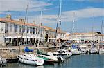 France, Charente Maritime, Ile de Re.  Boats in the pretty harbour of St Martin de Re, the main town on the island.