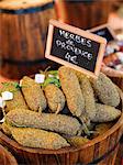 France, Provence, Arles, market, Herbs and sausages