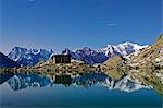 Europe, France, French Alps, Haute Savoie, Chamonix, Lac Blanc at night