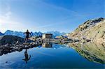 Europe, France, French Alps, Haute Savoie, Chamonix, Lac Blanc and Mt Blanc MR