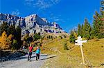 Europe, France, French Alps, Haute Savoie, Chamonix, hiking through autumn colours in Servoz, MR