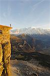 Europe, France, French Alps, Haute Savoie, Chamonix, hiker with Mt Blanc in the background MR