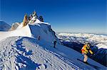 Europe, France, French Alps, Haute Savoie, Chamonix, Aiguille du Midi, skiers starting the Vallee Blanche off piste