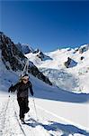 Europe, France, French Alps, Haute Savoie, Chamonix, ski touring in Valle Blanche off piste ski area MR