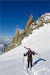 Europe, France, French Alps, Haute Savoie, Chamonix, ski touring in Valle Blanche off piste ski area MR