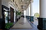 India, Andhra Pradesh, Hyderabad. The main entrance porch at the luxury Falaknuma Palace Hotel.