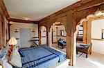 India, Rajasthan, Nagaur. A room at Ranvas, a luxury hotel occupying part of historic Ahichhatragarh Fort.