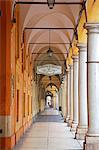 Modena, Emilia Romagna, Italy, Arches and columns, a typical sight of the Emilia Romagna region