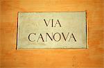 Treviso, Veneto, Italy, A street sign named after the great sculptor from the region Antonio Canova