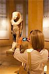 Lebanon, Beirut. A woman looks at an exhibit at the National Museum. MR.