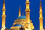 Lebanon, Beirut. Mohammed AlAmin Mosque at dusk.