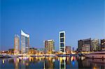 Lebanon, Beirut. The Beirut skyline from Zaitunay Bay.