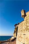 Detail of the old fort of Le Rocher, Principality of Monaco, Europe