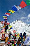 Asia, Nepal, Himalayas, Sagarmatha National Park, Solu Khumbu Everest Region, a puja ceremony at Everest Base Camp