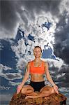 Woman meditating at the Aqua Wellness Resort,Pacific Coast, Nicaragua,Central America