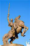 Europe, Slovakia, Bratislava, statue of Svatopluk, ruler of Moravia 869, Bratislava Castle