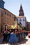 Santiago de Compostela, Galicia, Northern Spain, Carrying a statue from the city centre