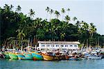 Sri Lanka, Southern Province, Mirissa, Indian Ocean, boats in harbour