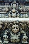 Sri Lanka, North Central Province, Anuradhapura, UNESCO World Heritage Site, Mahasens Palace, carved steps detail