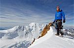 Europe, Switzerland, Swiss Alps, Valais, Zermatt, climber on Monte Rosa Duforspitze , 4634m, highest peak in Switzerland , MR,