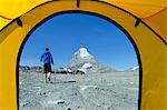 Europe, Switzerland, Swiss Alps, Valais, Zermatt, camping near The Matterhorn , 4478m, MR,