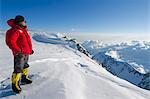 USA, United States of America, Alaska, Denali National Park, climber on Mt McKinley 6194m, highest mountain in north America , MR,