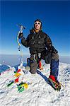 USA, United States of America, Alaska, Denali National Park, summit, climber on Mt McKinley 6194m, highest mountain in north America , MR,