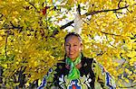 Jasmine Pickner in traditional dress, Oglala Lakota, South Dakota, USA MR