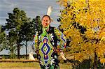 Jasmine Pickner in traditional dress, Oglala Lakota, South Dakota, USA MR