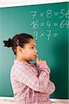 Girl Thinking in Classroom, Baden-Wurttemberg, Germany