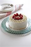 Strawberry shortcake on a glass plate