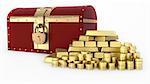 Treasure chest and Gold ingot and money