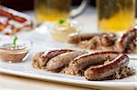 grilled bavarian sausages with sauerkraut