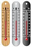 Layered vector illustration of three kinds of Thermometer.