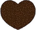 Coffee Beans Pattern in Heart Shape Silhouette Outline Background Illustration