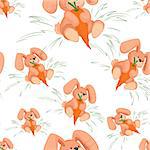 Rabbit with carrot vector illustration on white background seamless pattern