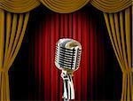 Retro microphone and curtains