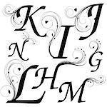 letters from G till N with floral design