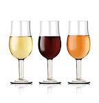 3G lass of red and white wine on a white background