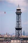 Montjuic Cable Car tower, Barcelona port, Spain