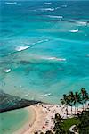 A view of Waikiki beach above. Oahu, Hawaii.